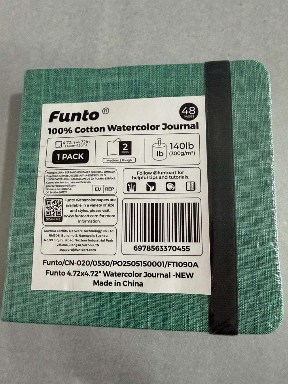 100% Cotton Watercolor Journal - Green Hardcover